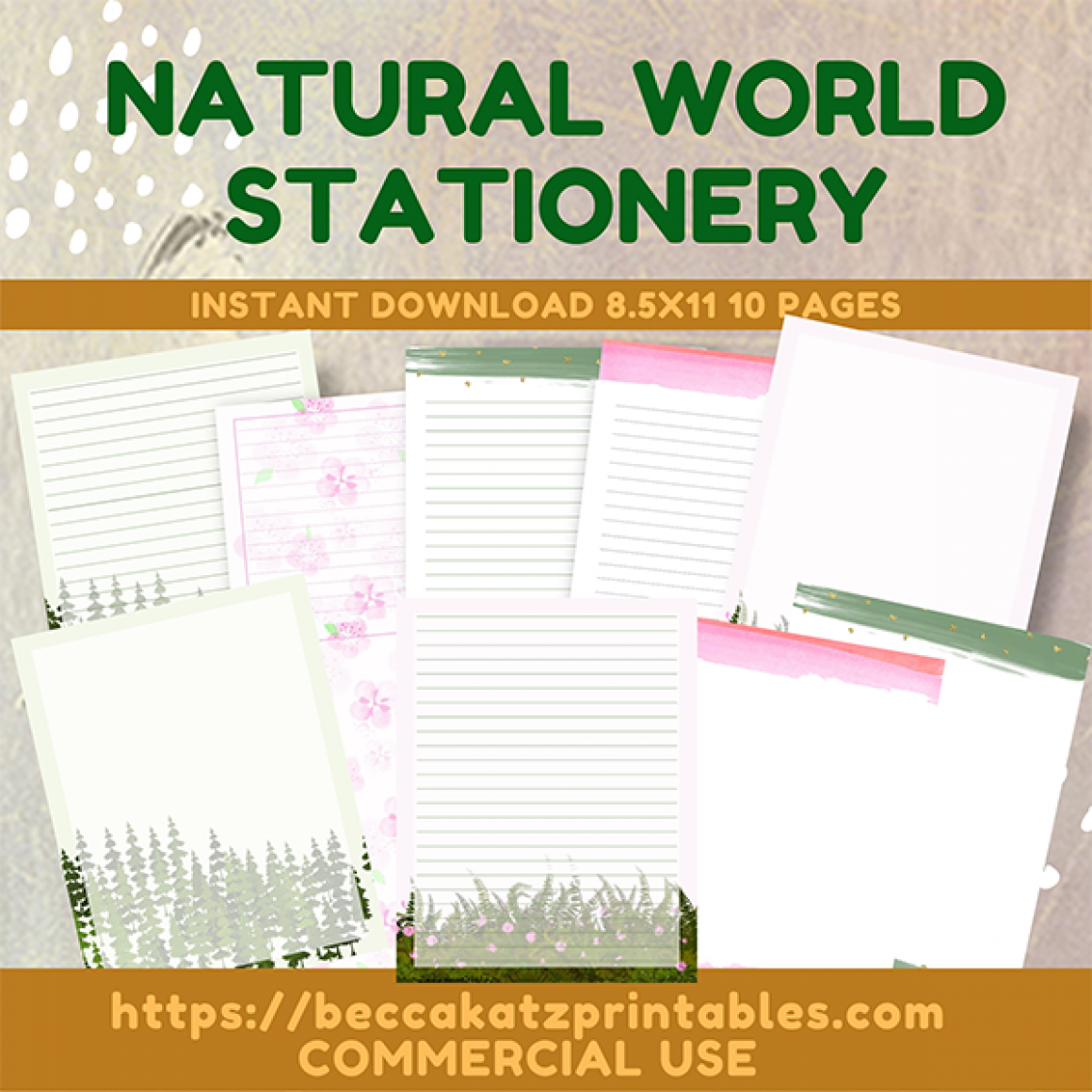 Natural World Stationery Designs Planner Border Pages Commercial Use