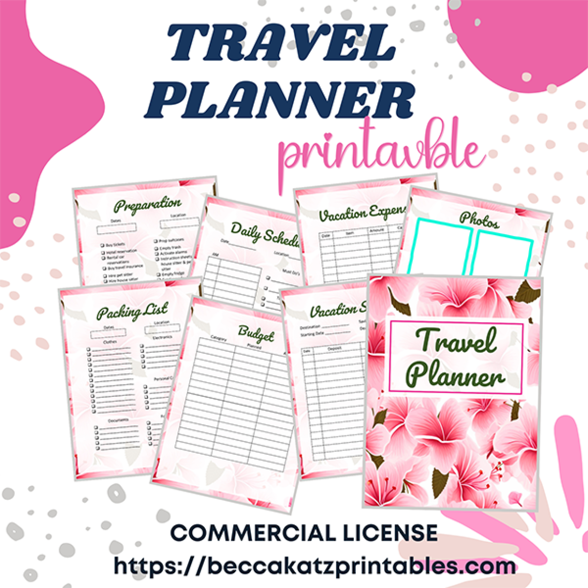 Plumeria Design Printable Travel Planner