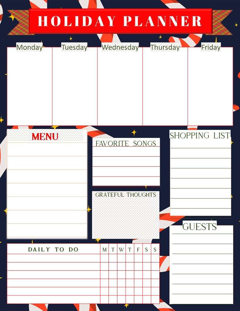 holiday planner page